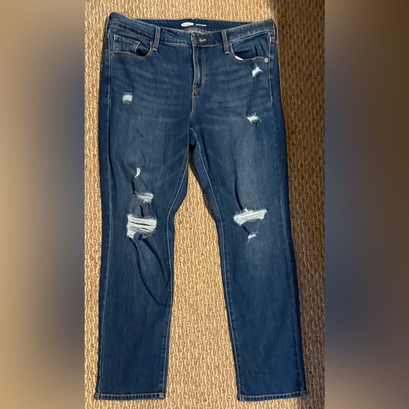 Old Navy Denim - Old Navy Dark Blue Distressed Skinny Jeans